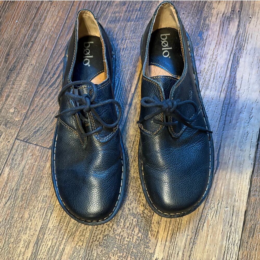 Bolo Cake 13 Black Leather Round Toe Lace Up Oxford Size 10